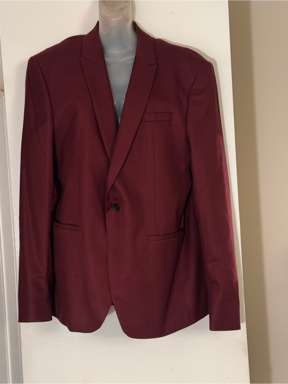 Men's Burgundy Single-Button Blazer